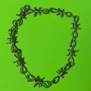 Large Style Barbed Wire Silver Unisex Choker Chain Necklace